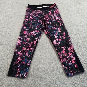 Nike Pro Pants Womens Medium Black Pink Dri-FIT Capri Leggings Compression Print